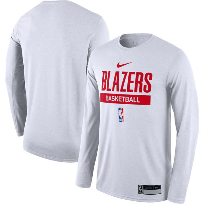 Men's Portland Trail Blazers White 2022/23 Legend On-Court Practice Performance Long Sleeve T-Shirt